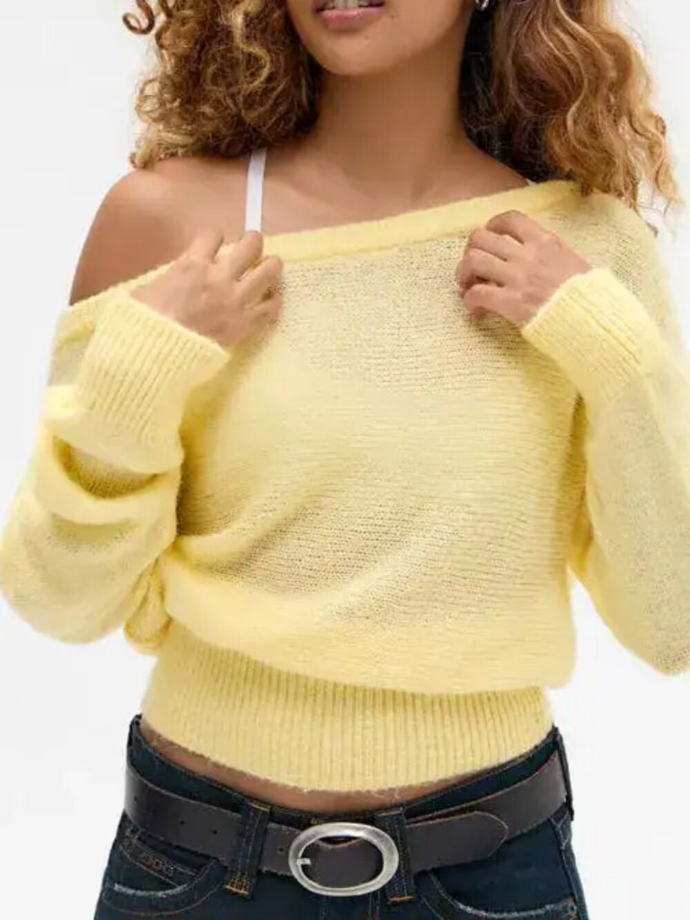 ☀️ BDG Urban Outfitters Off The Shoulder Knit Sweater Yellow XL NWT